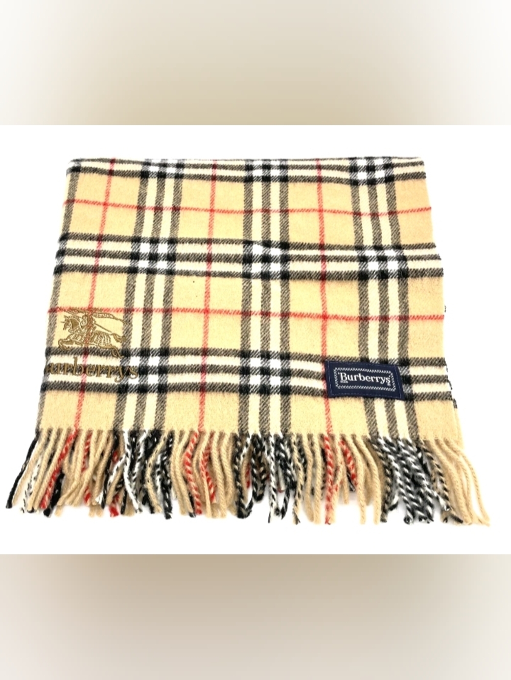 SALE! Authentic Burberry Nova Check 100% Wool Fringe Vintage Scarf W Box - Picture 4 of 14